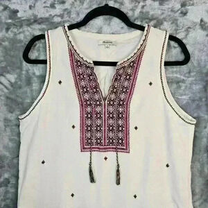Madewell Dress Womens 10 Cream Embroidered Western Hippie Boho Festival